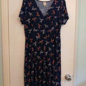 Kaileigh Faux Wrap Dress Blue Size XL